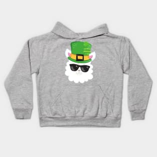 Saint Patrick's Day, Alpaca, Llama, Leprechaun Hat Kids Hoodie